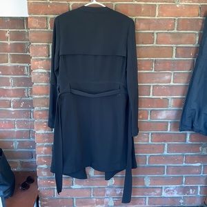 Knee Length Light Black Duster with Waste Belt XS